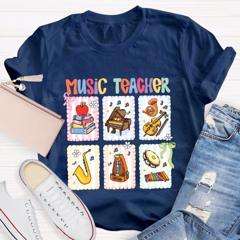 Music Teacher And Various Musical Instruments Teacher T-shirt