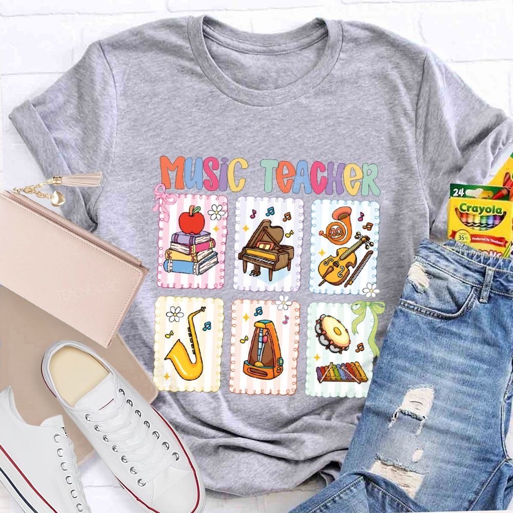 Music Teacher And Various Musical Instruments Teacher T-shirt