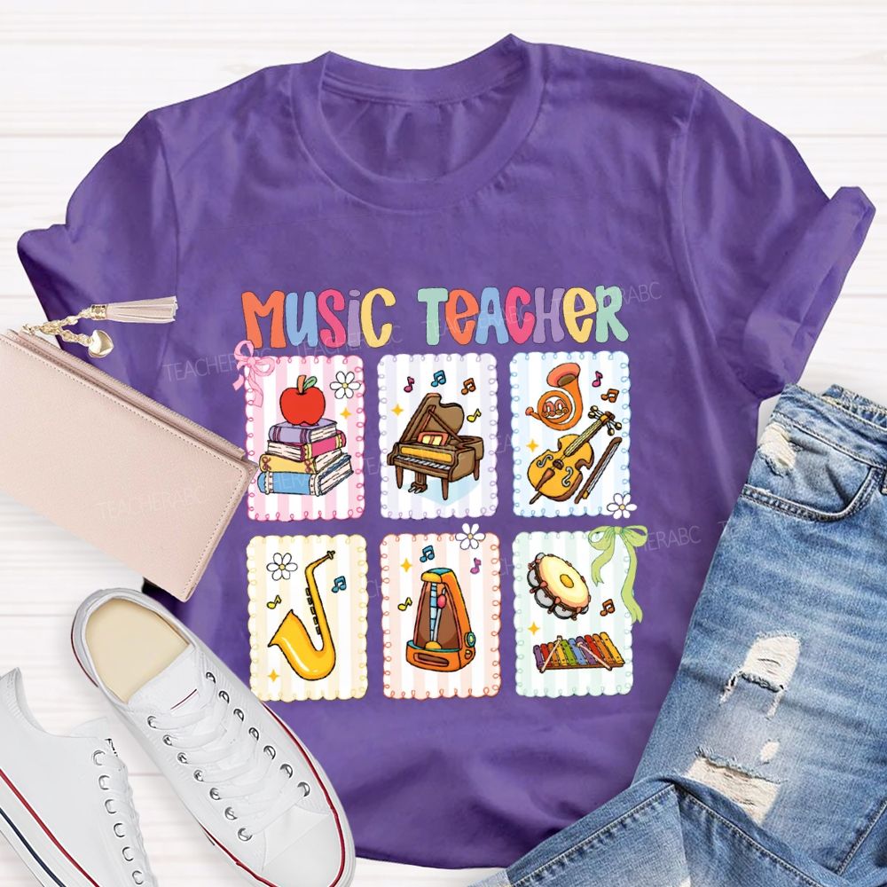 Music Teacher And Various Musical Instruments Teacher T-shirt