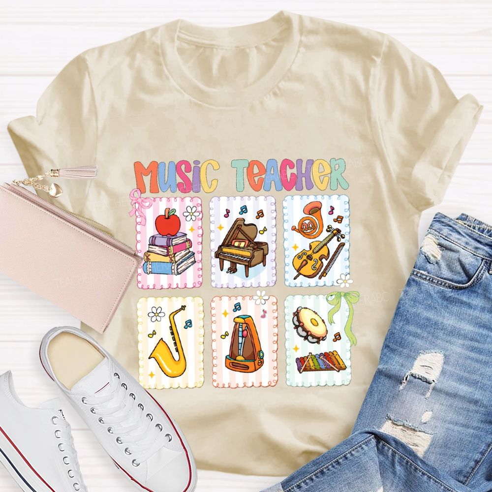 Music Teacher And Various Musical Instruments Teacher T-shirt