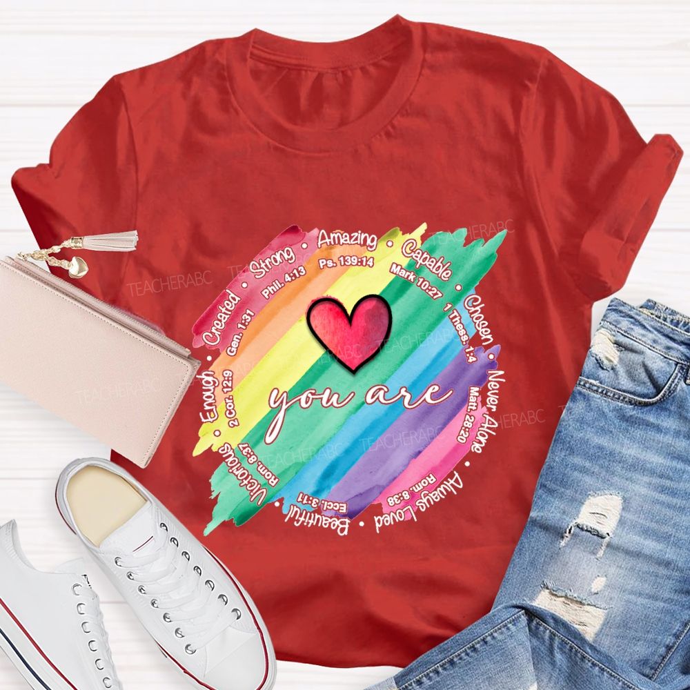 You Are Strong Amazing Capable Chosen Never Alone Teacher T-shirt