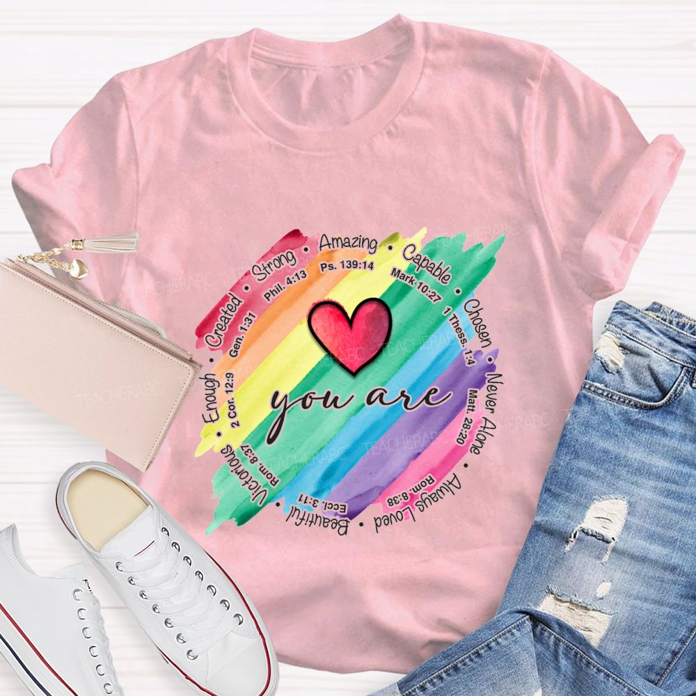 You Are Strong Amazing Capable Chosen Never Alone Teacher T-shirt