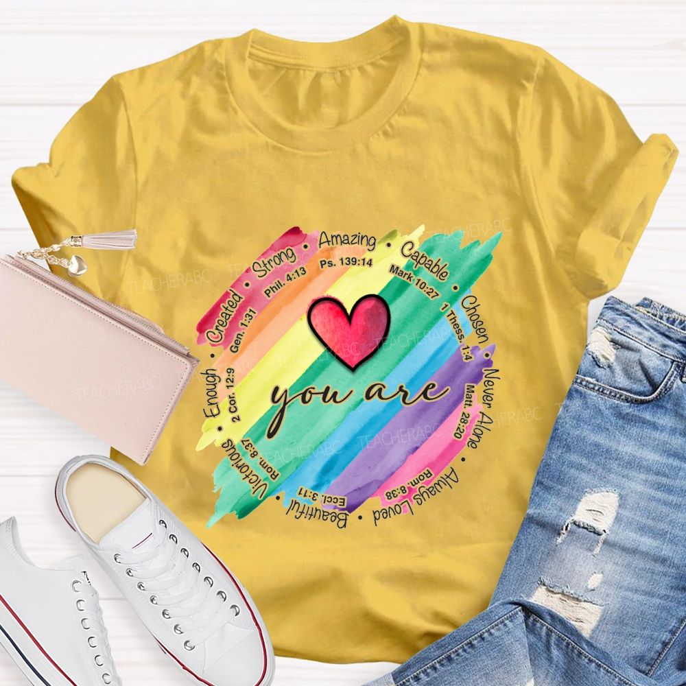 You Are Strong Amazing Capable Chosen Never Alone Teacher T-shirt