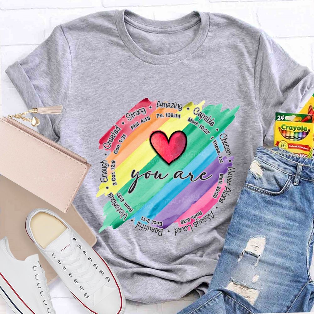 You Are Strong Amazing Capable Chosen Never Alone Teacher T-shirt