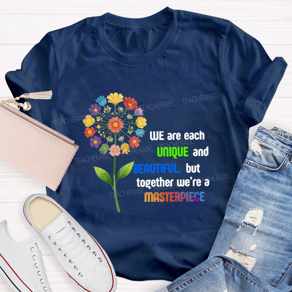 We Are Each Unique And Beautiful Floral Dandelion Teacher T-shirt