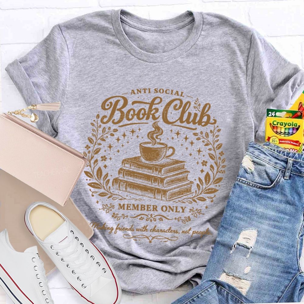 Anti Social Book Club  Teacher T-shirt