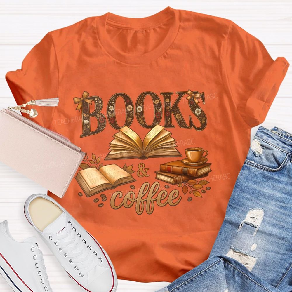 Books & Coffee Pattern  Teacher T-shirt
