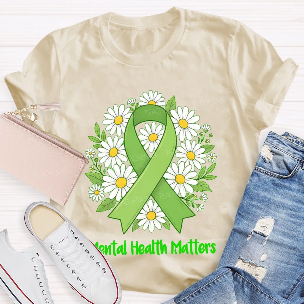 Mental Health Matters Green Ribbon Teacher T-Shirt
