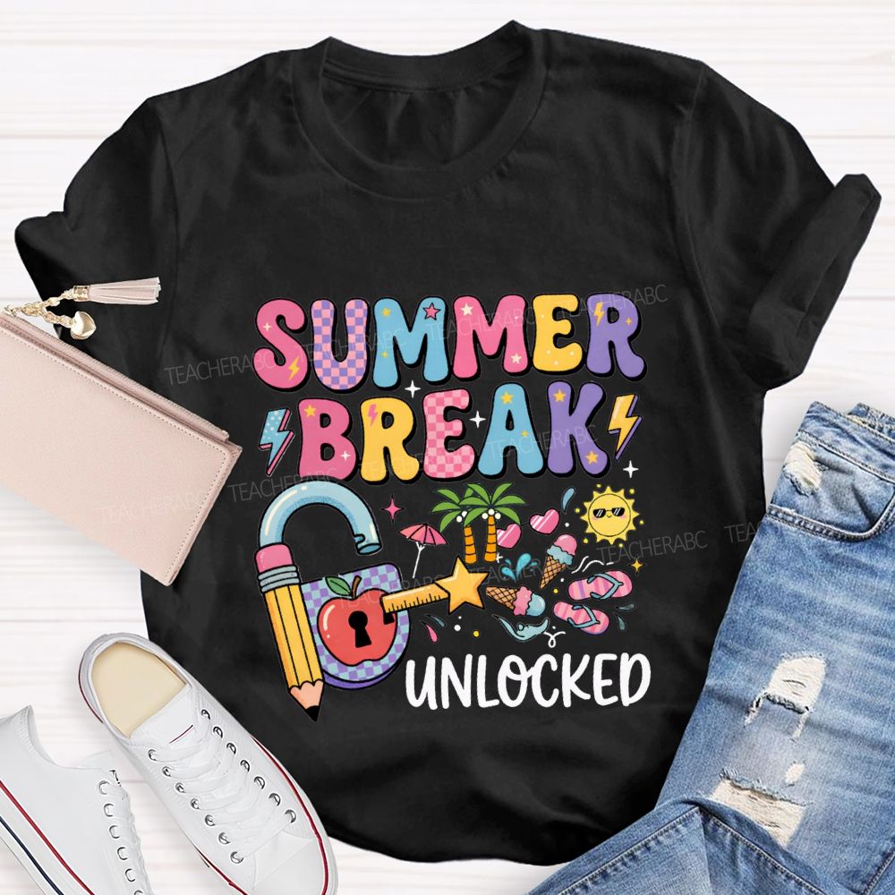 Summer Break Unlocked Teacher T-shirt