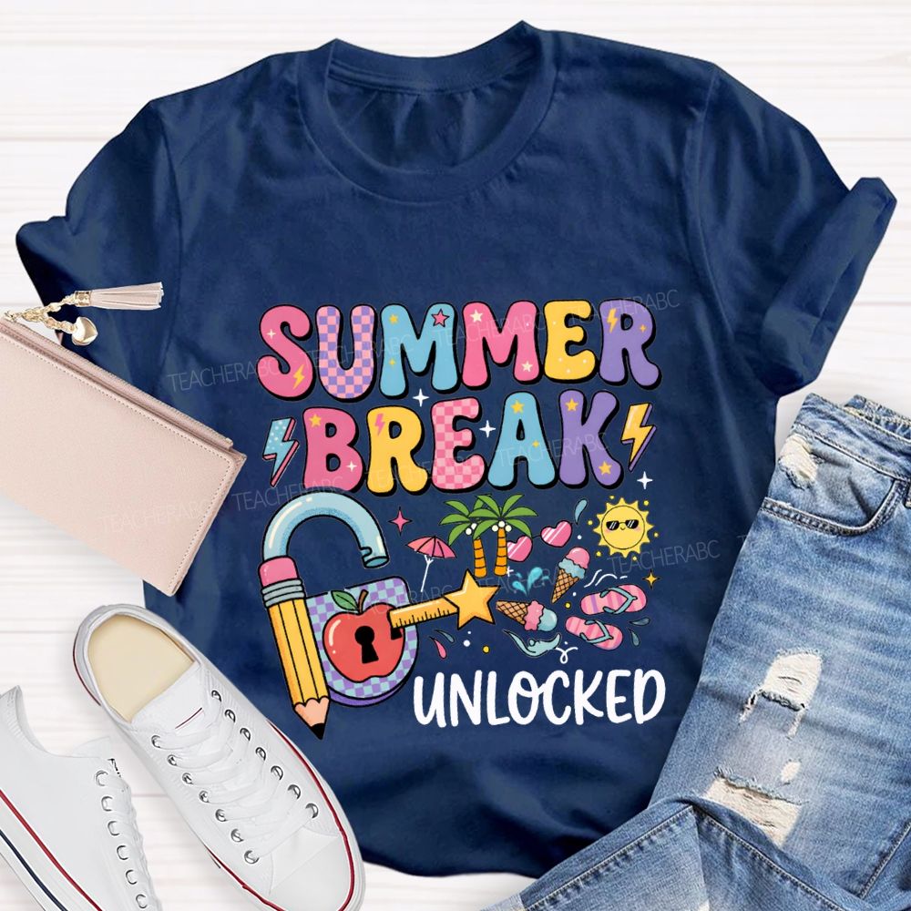 Summer Break Unlocked Teacher T-shirt