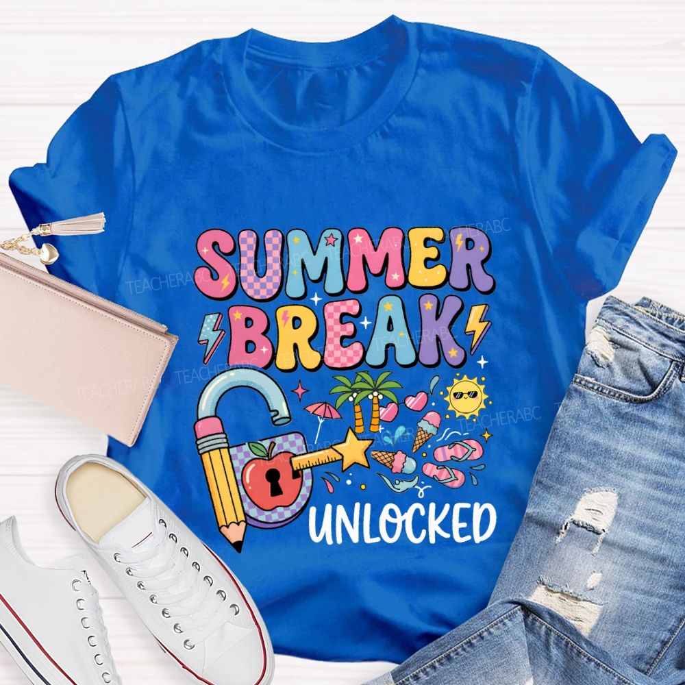 Summer Break Unlocked Teacher T-shirt