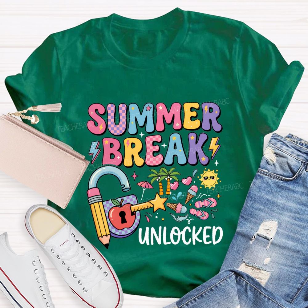 Summer Break Unlocked Teacher T-shirt