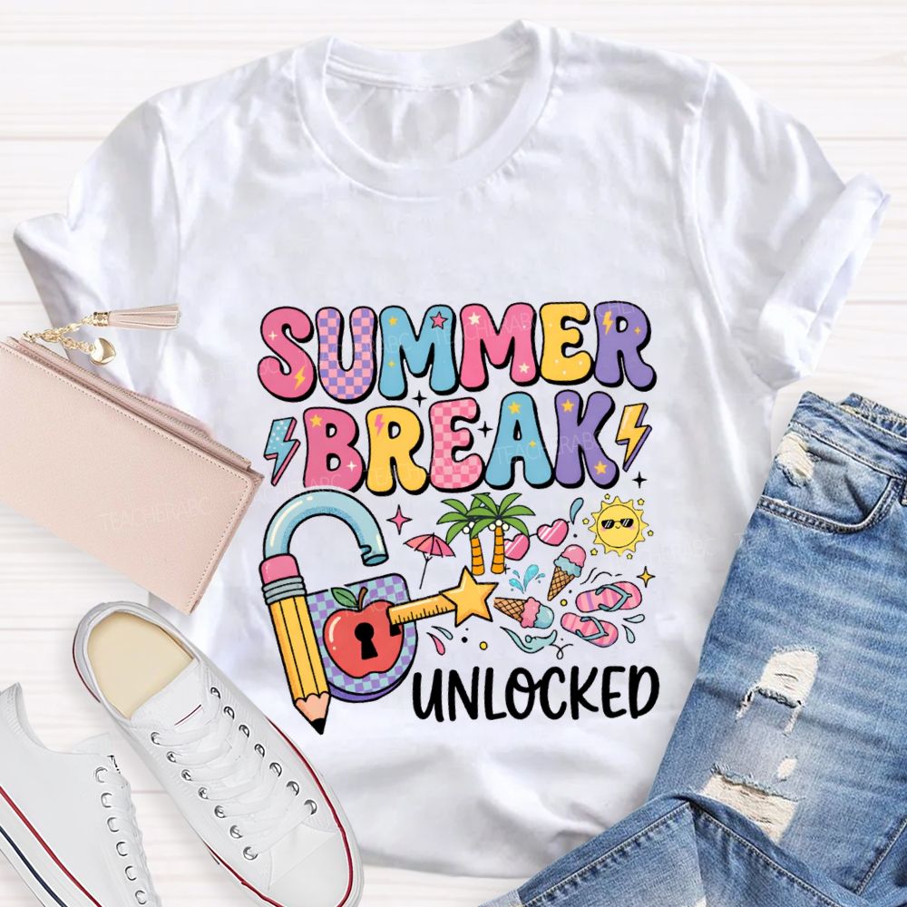 Summer Break Unlocked Teacher T-shirt