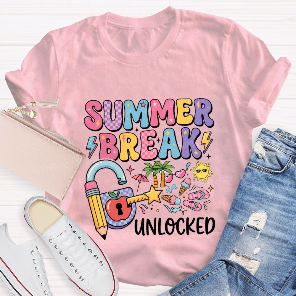 Summer Break Unlocked Teacher T-shirt