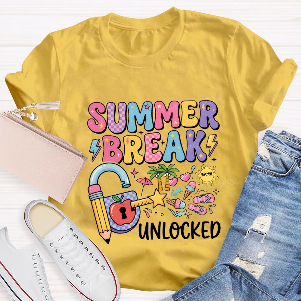 Summer Break Unlocked Teacher T-shirt