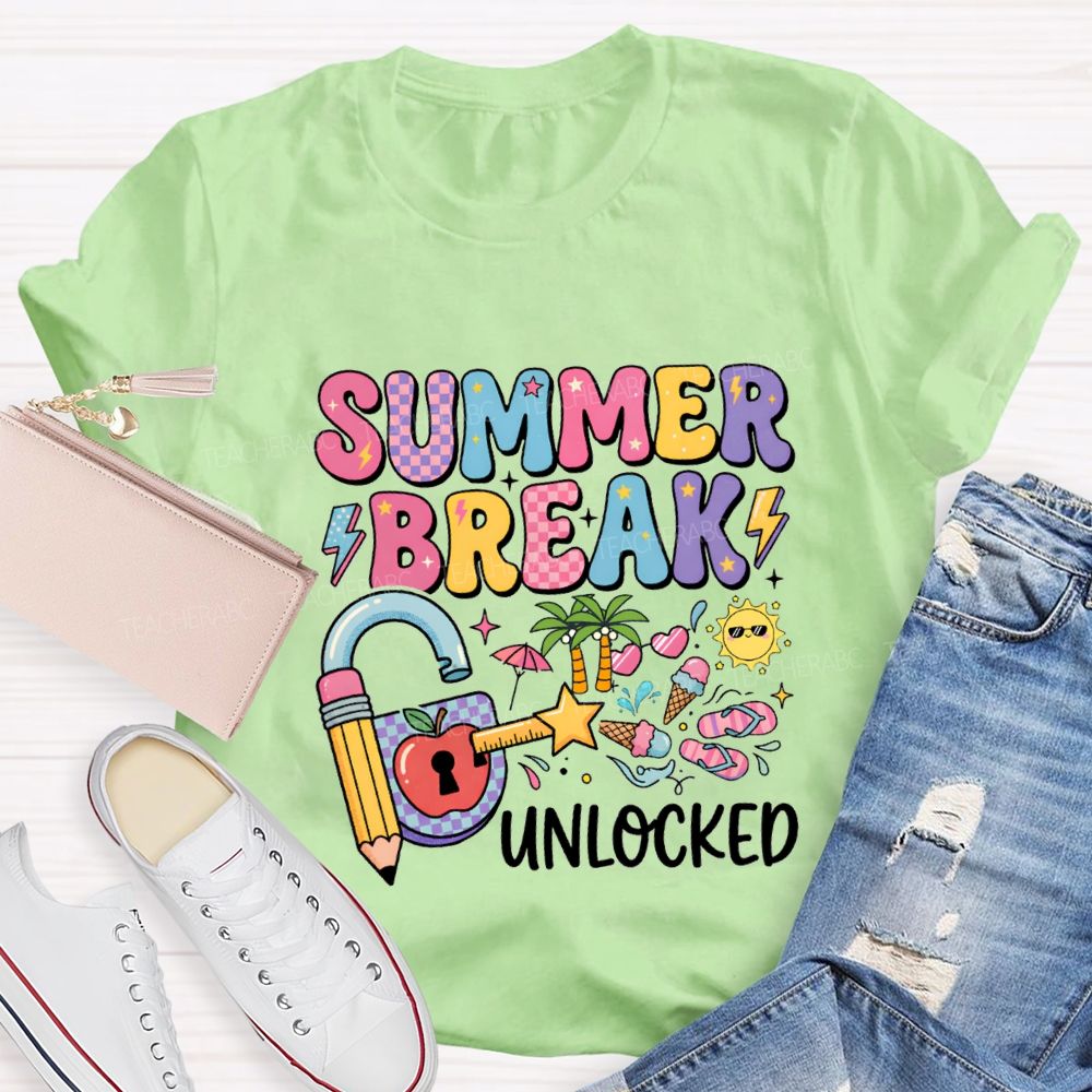 Summer Break Unlocked Teacher T-shirt