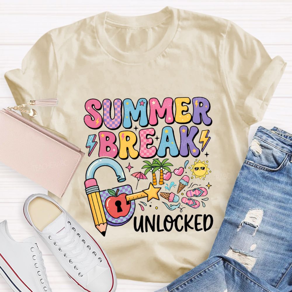 Summer Break Unlocked Teacher T-shirt