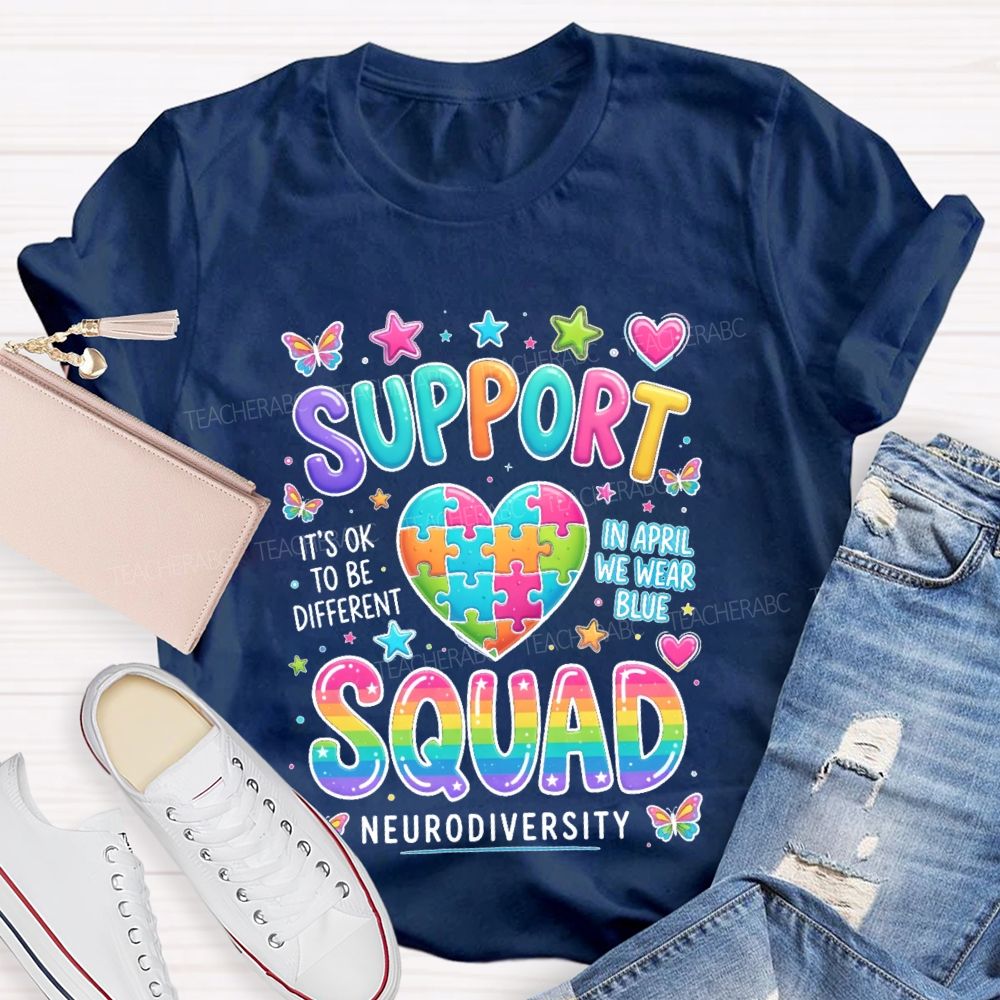 Support  It's Ok To Be Different  In April We Wear Blue Teacher T-shirt
