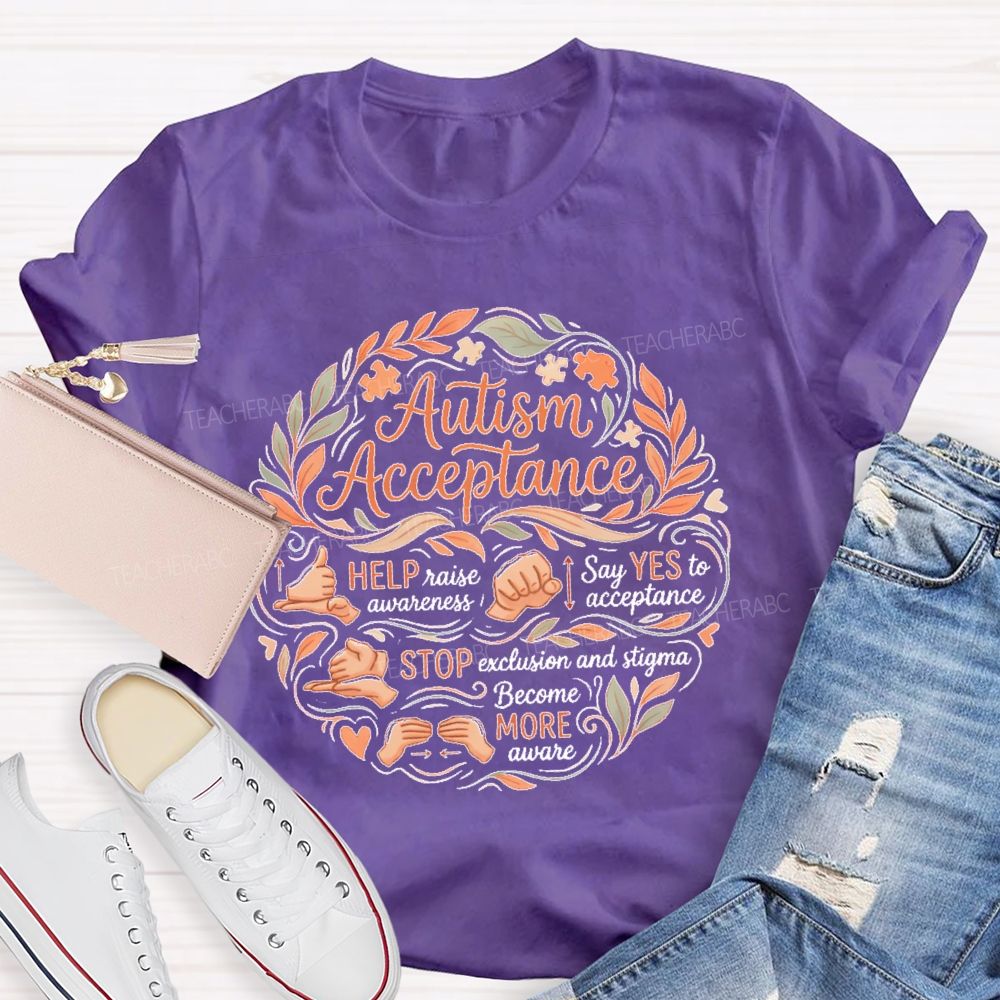 Autism Acceptance Help Raise Awareness Say Yes To Acceptance  Pattern  Teacher T-shirt
