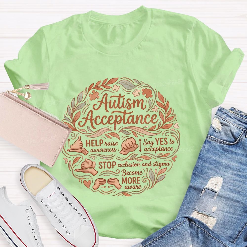 Autism Acceptance Help Raise Awareness Say Yes To Acceptance  Pattern  Teacher T-shirt