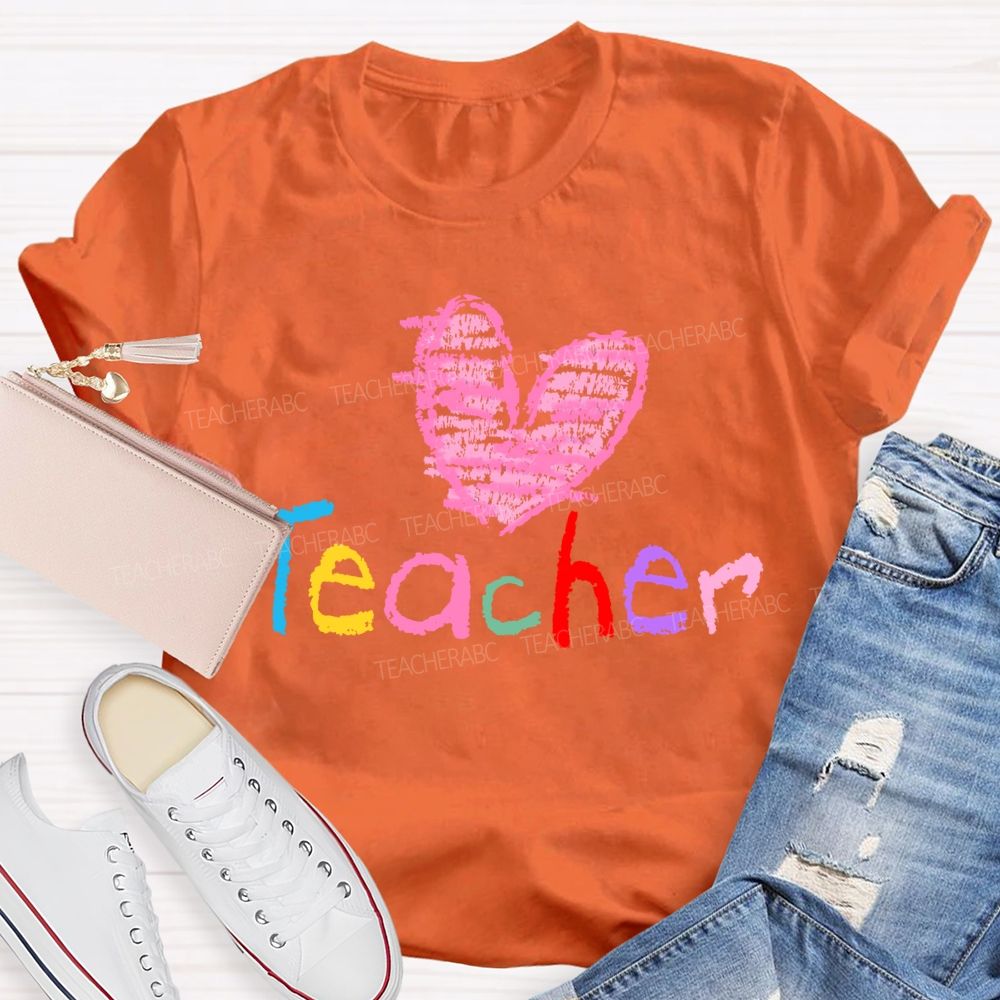 Teacher Love Colorful Letters Graphic  Teacher T-shirt