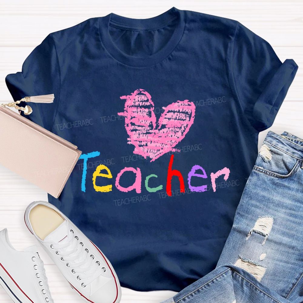 Teacher Love Colorful Letters Graphic  Teacher T-shirt