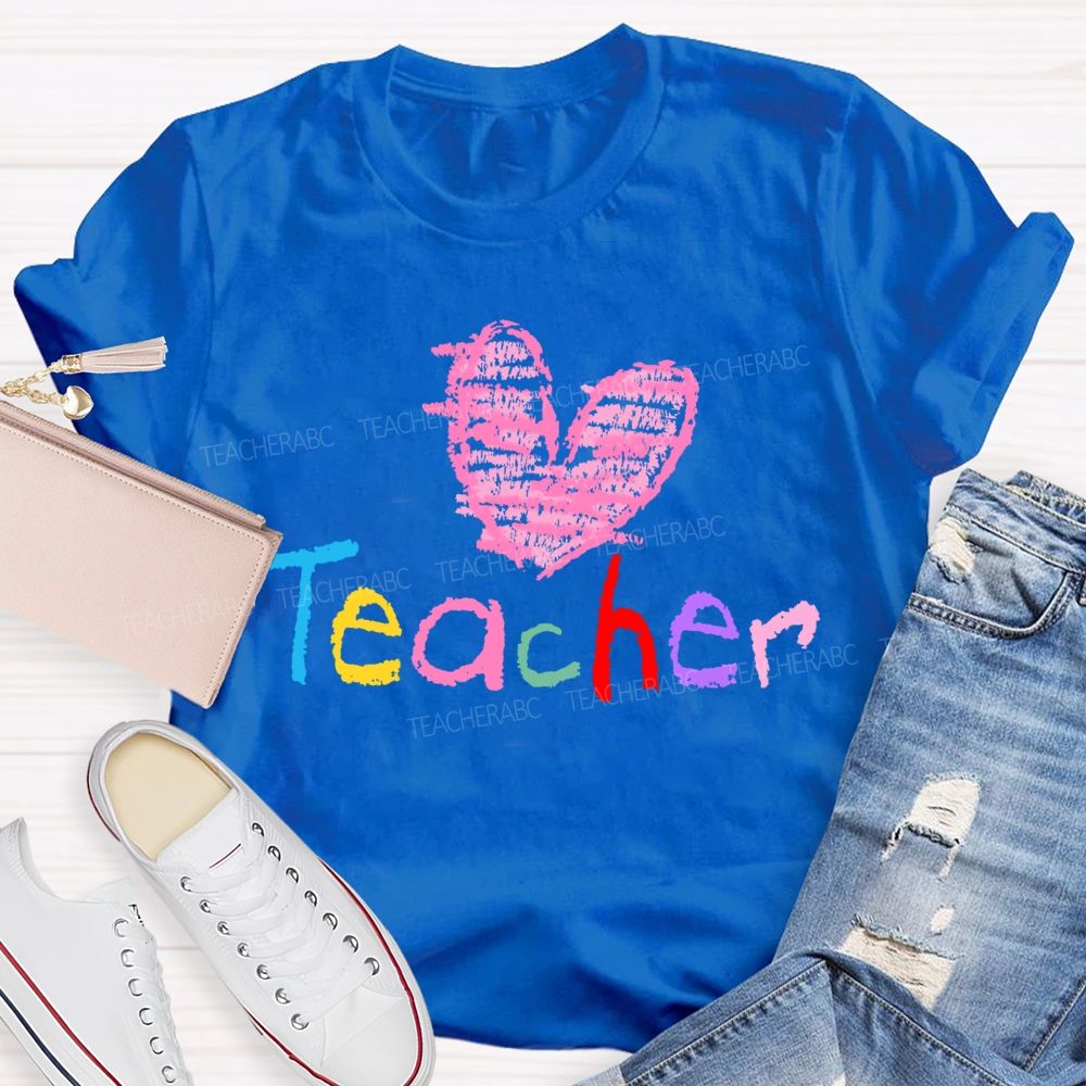 Teacher Love Colorful Letters Graphic  Teacher T-shirt