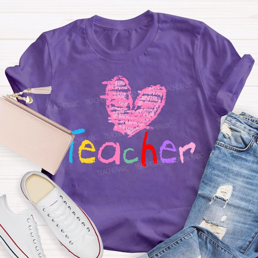 Teacher Love Colorful Letters Graphic  Teacher T-shirt