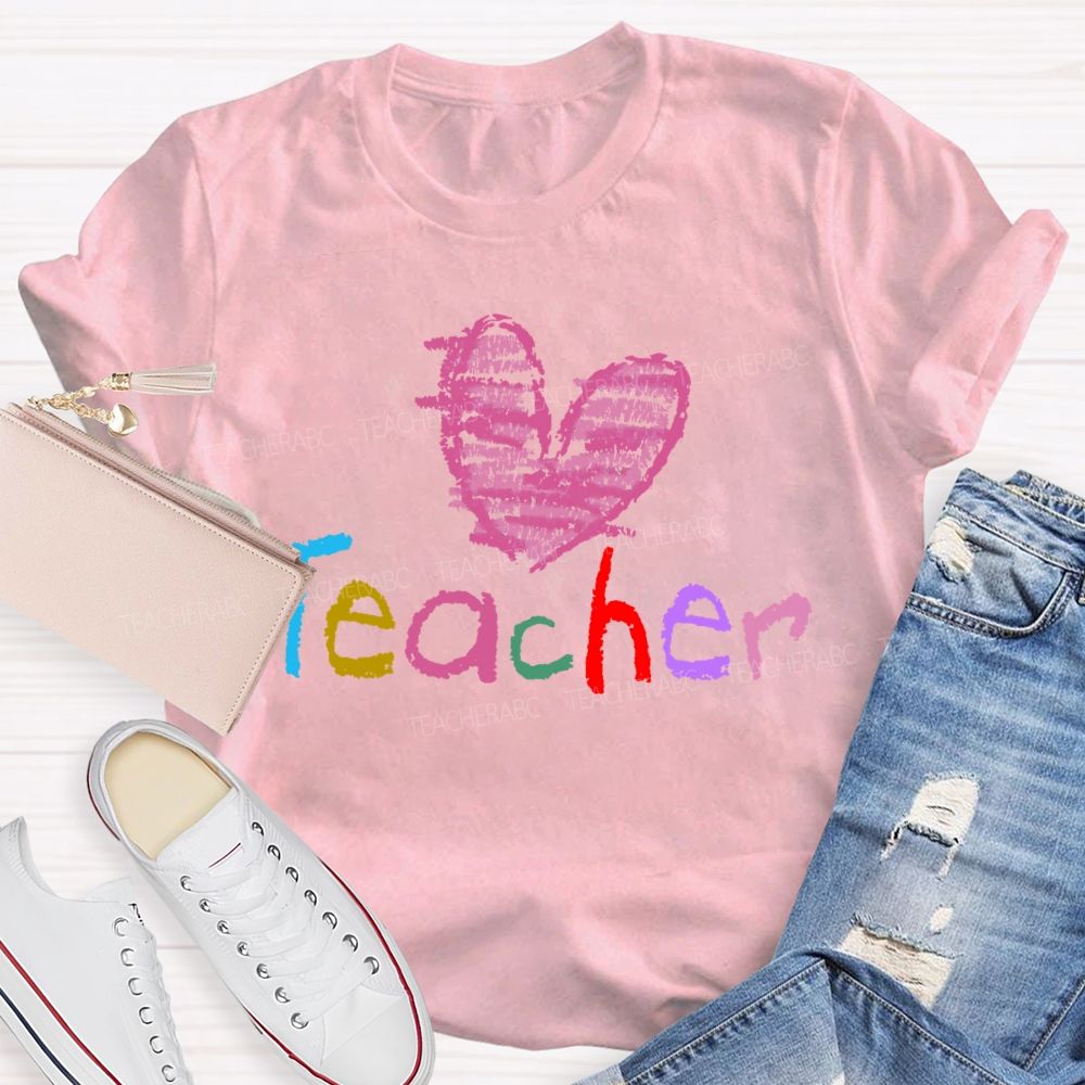 Teacher Love Colorful Letters Graphic  Teacher T-shirt