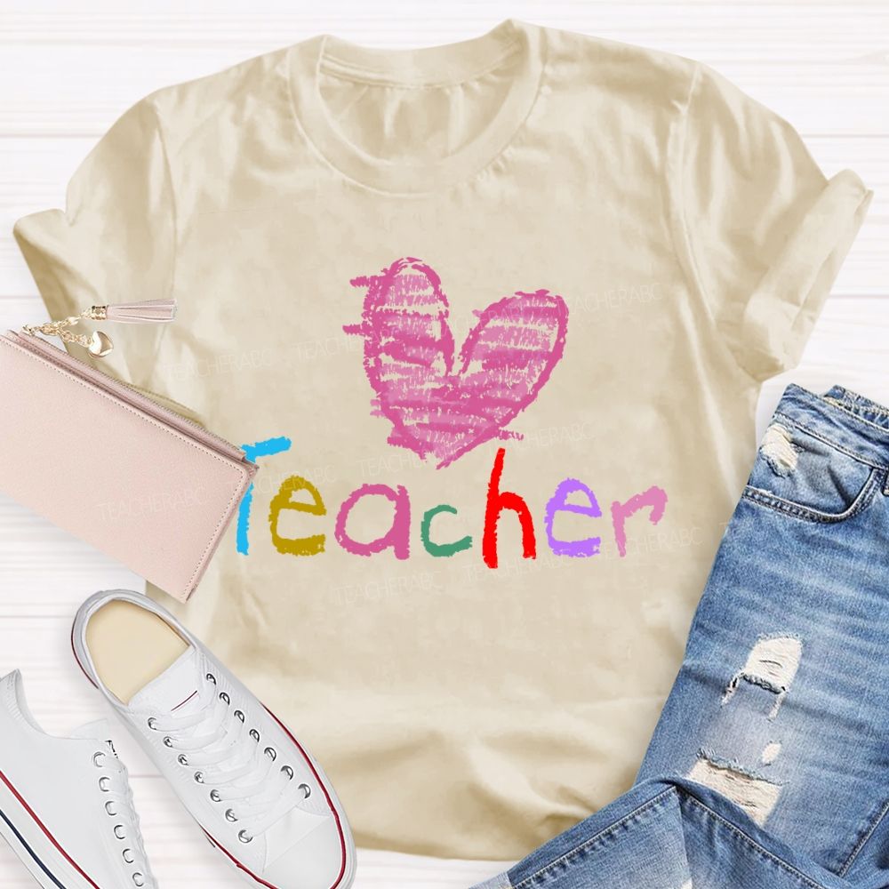 Teacher Love Colorful Letters Graphic  Teacher T-shirt