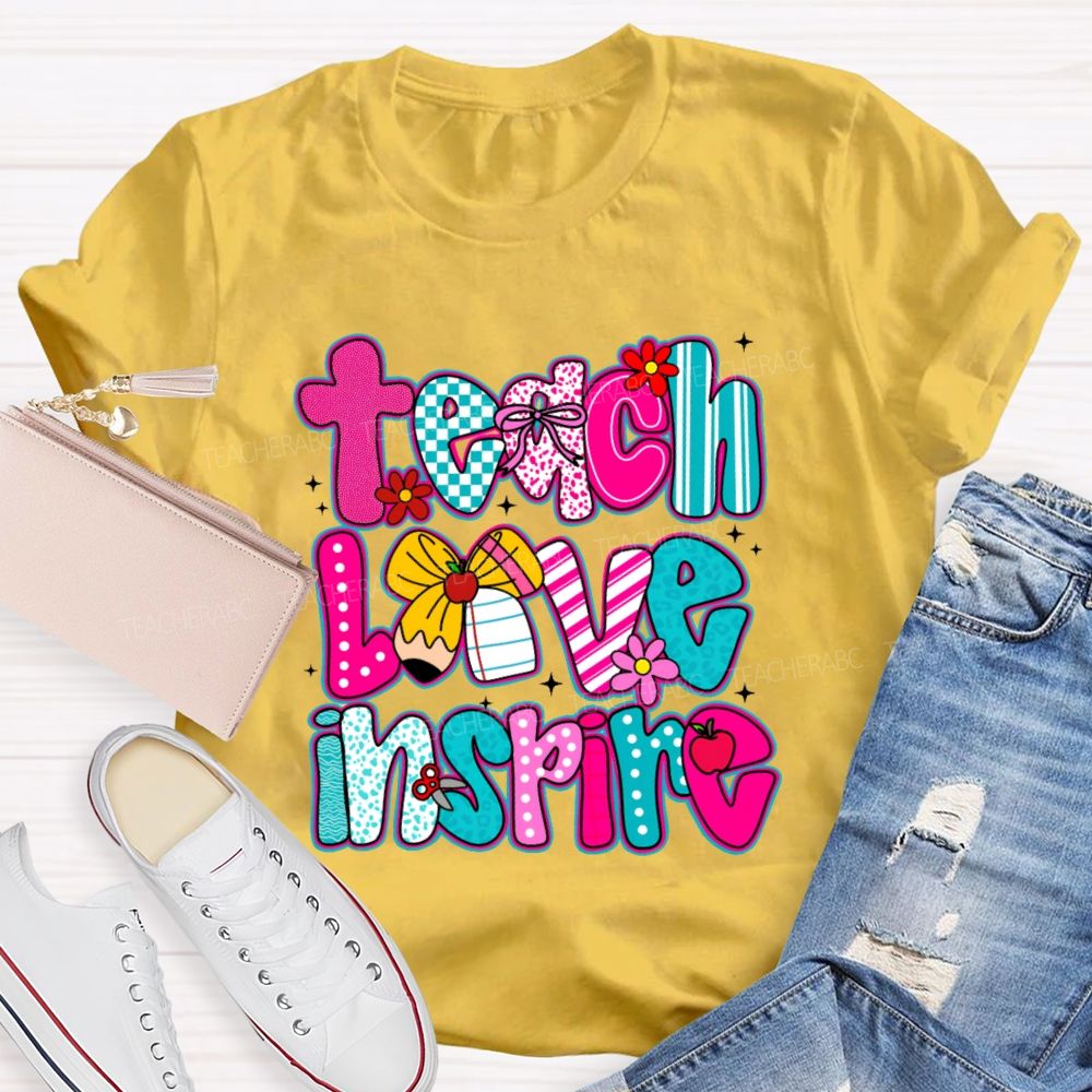 Teach Love Inspire Letters Graphics  Teacher T-shirt