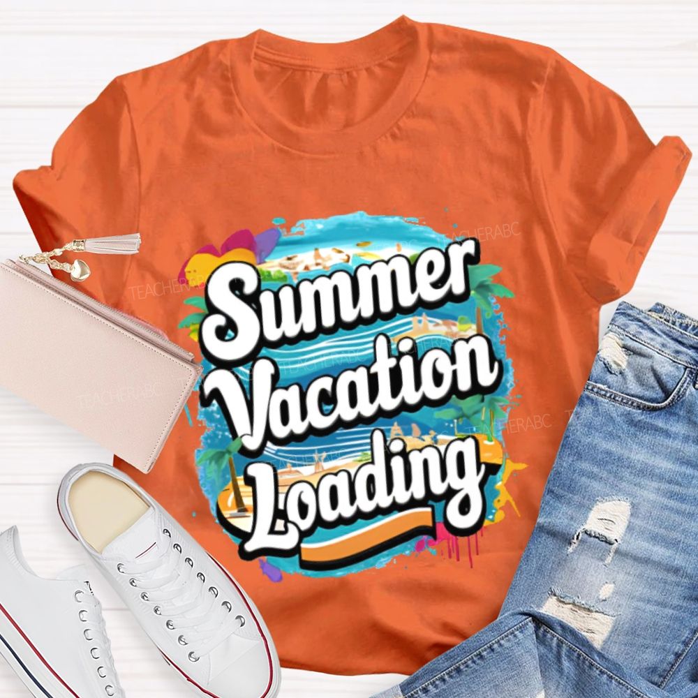 Summer Vacation Loading Graphic  Teacher T-shirt
