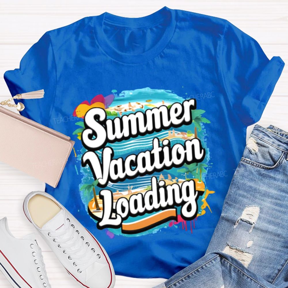 Summer Vacation Loading Graphic  Teacher T-shirt