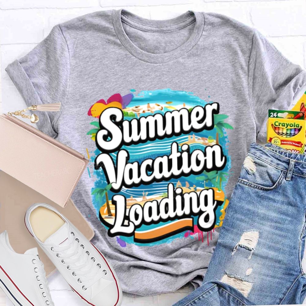 Summer Vacation Loading Graphic  Teacher T-shirt
