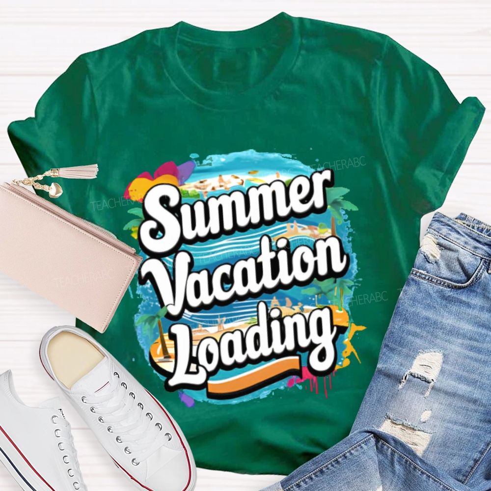 Summer Vacation Loading Graphic  Teacher T-shirt
