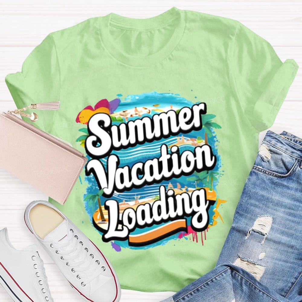 Summer Vacation Loading Graphic  Teacher T-shirt