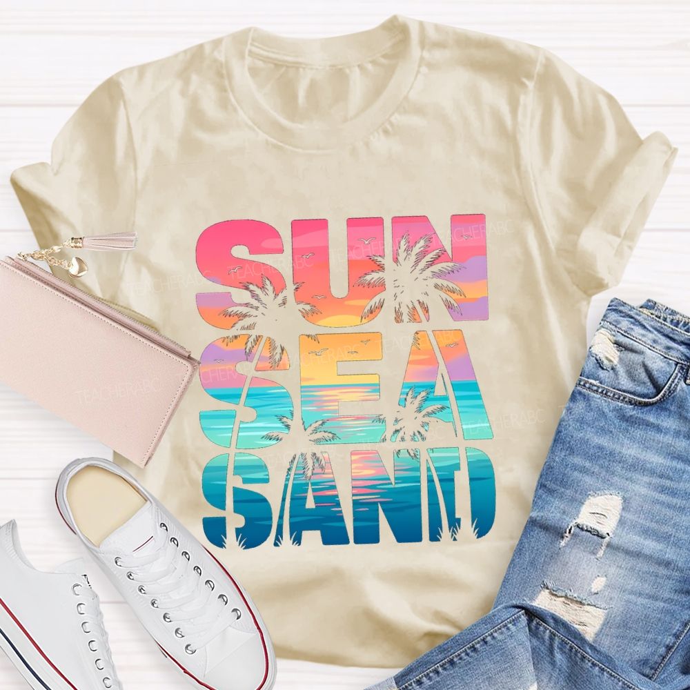 Sun Sea Sand Teacher T-shirt
