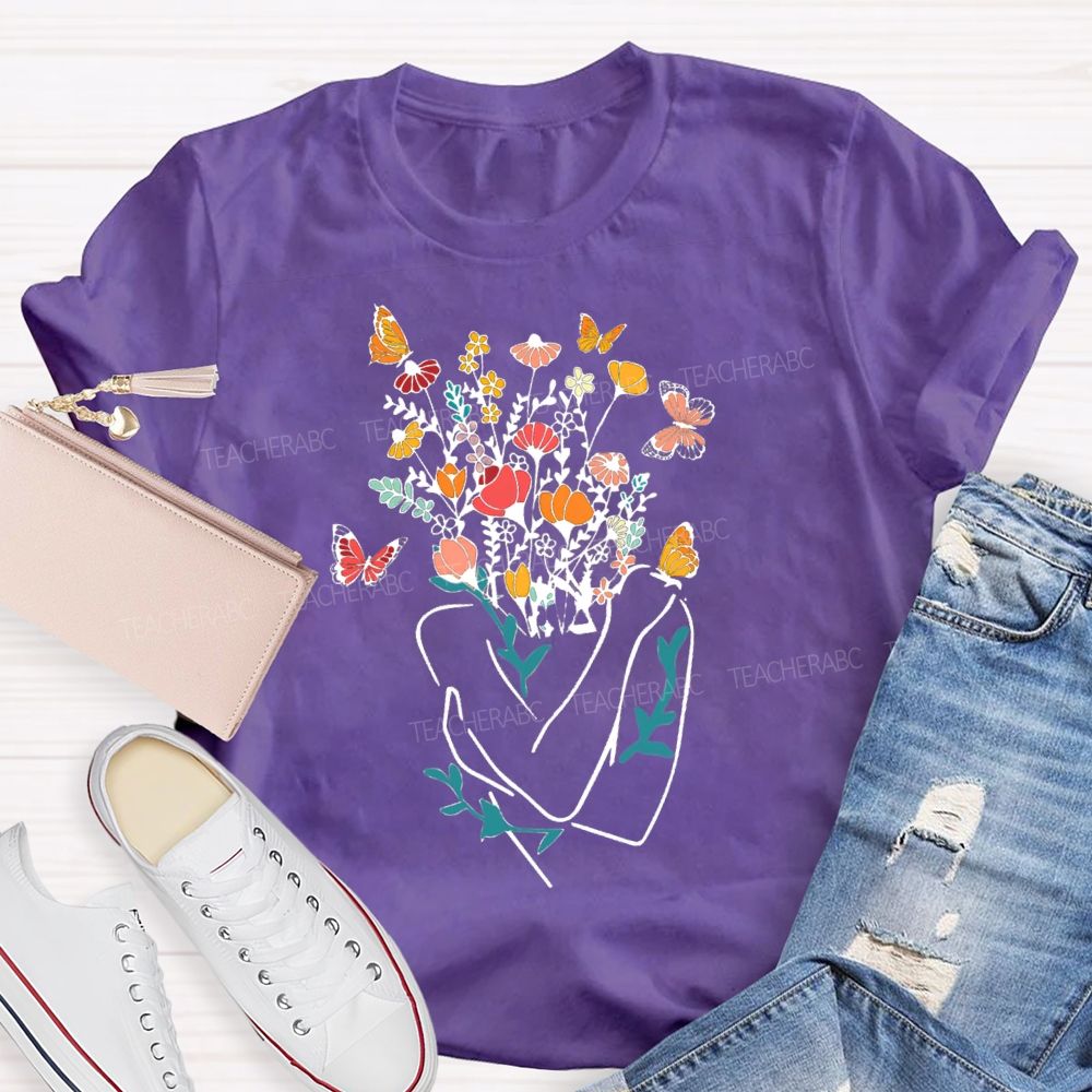 Love Myself Mental Health Floral Teacher T-Shirt