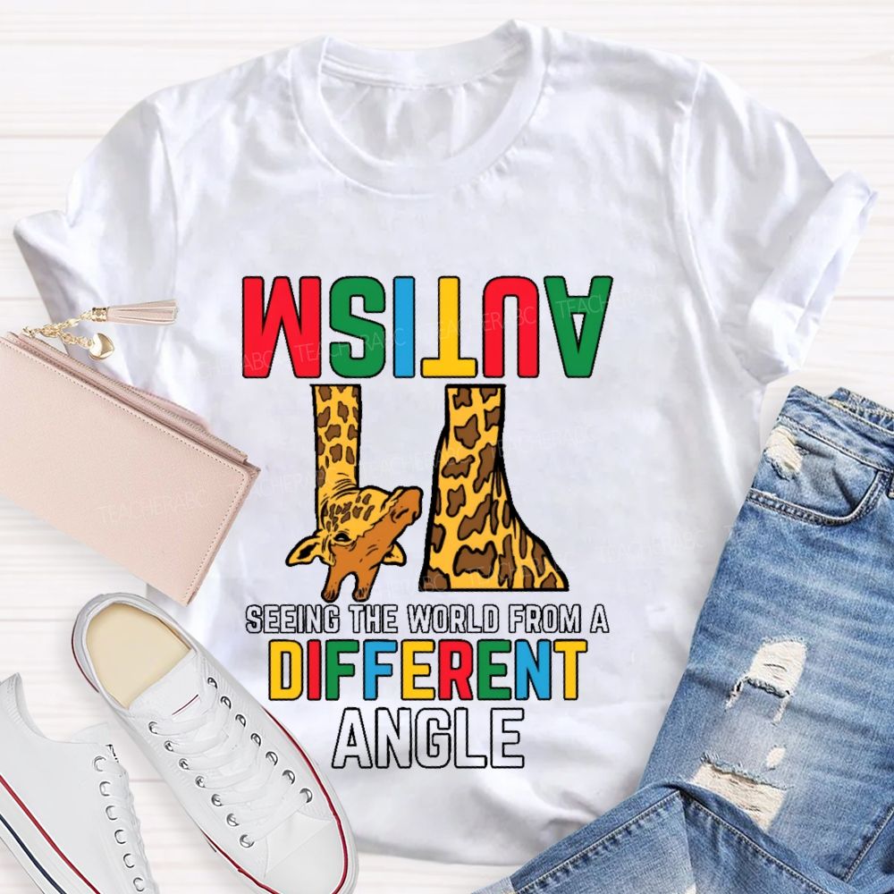 Autism  Seeing The World From A Different Angle Pattern  Teacher T-shirt