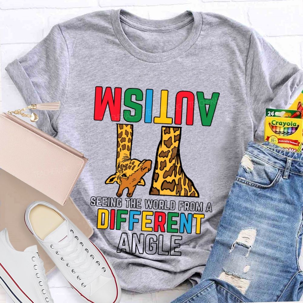 Autism  Seeing The World From A Different Angle Pattern  Teacher T-shirt