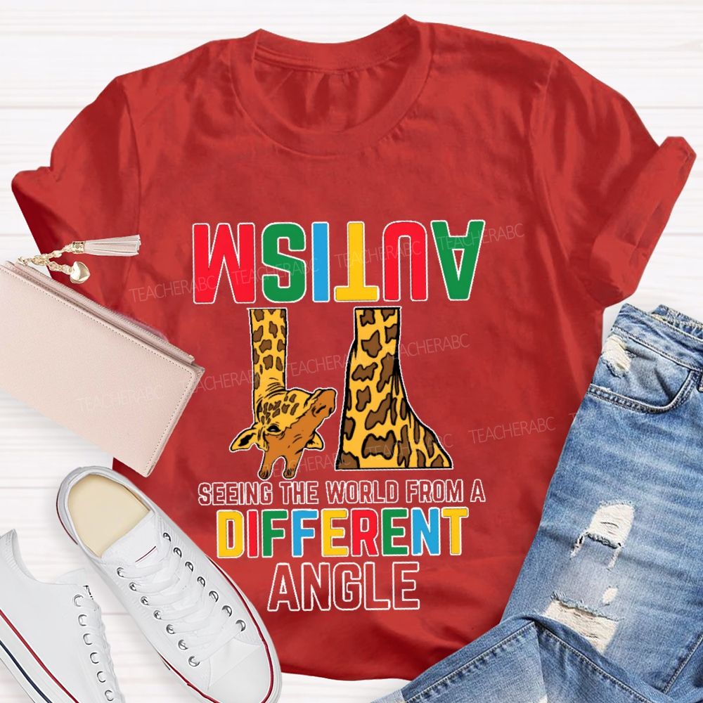 Autism  Seeing The World From A Different Angle Pattern  Teacher T-shirt