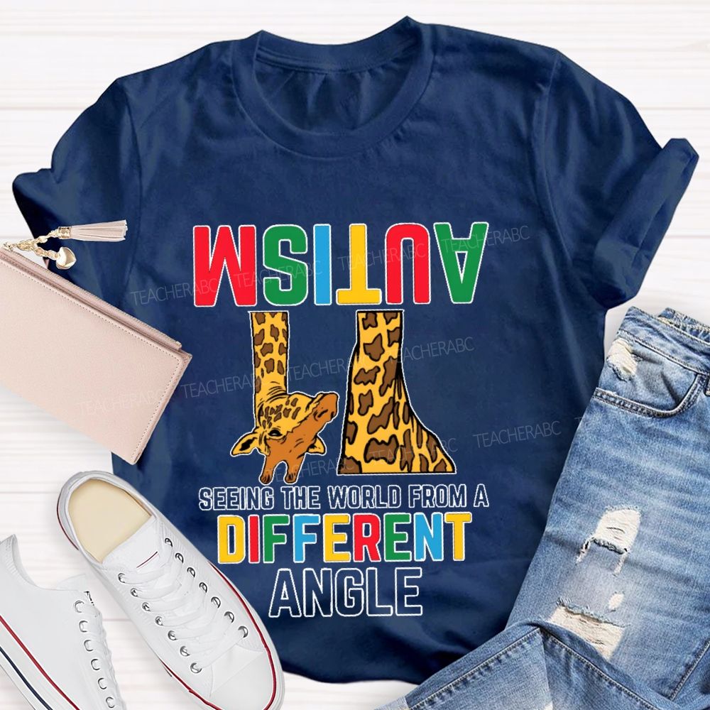 Autism  Seeing The World From A Different Angle Pattern  Teacher T-shirt