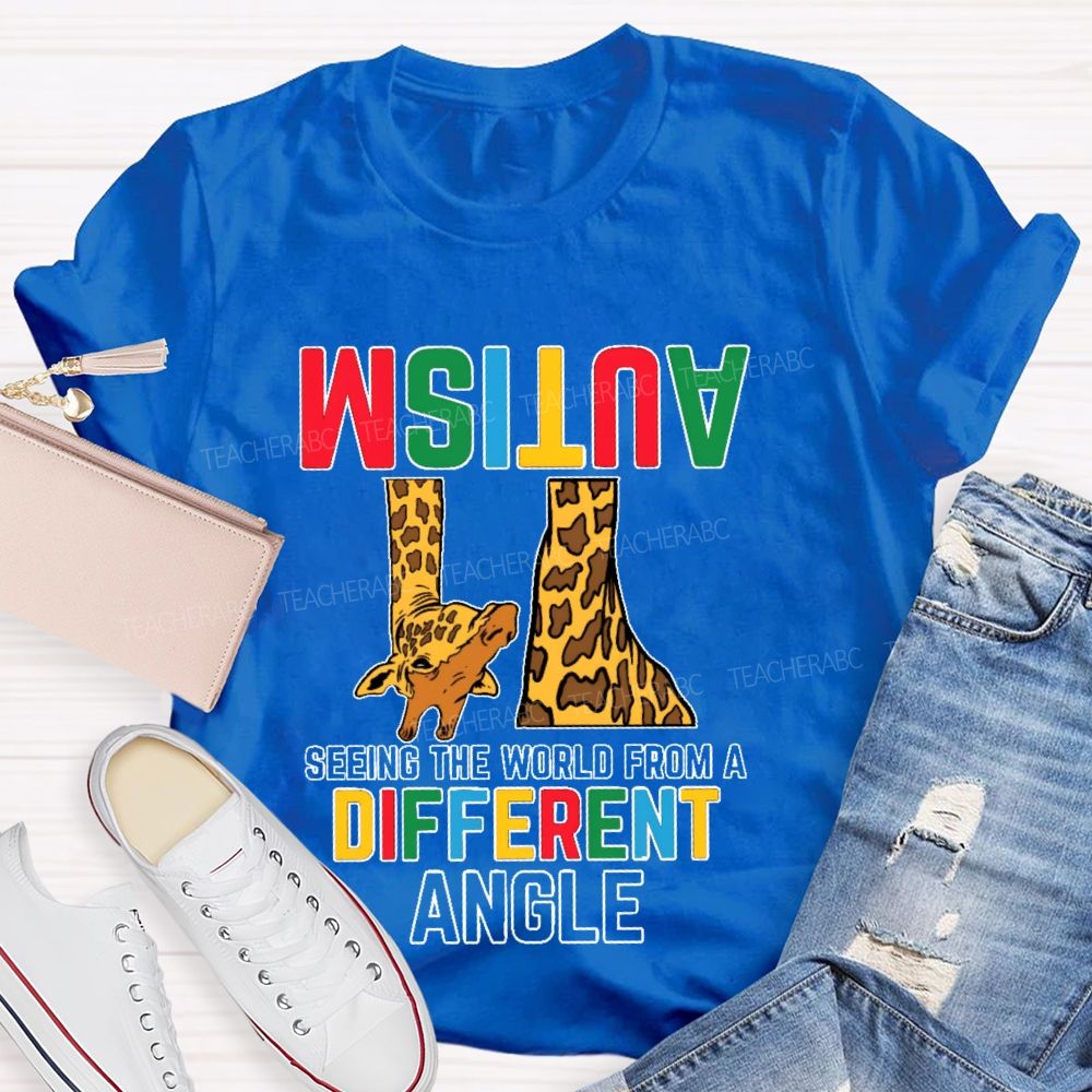 Autism  Seeing The World From A Different Angle Pattern  Teacher T-shirt