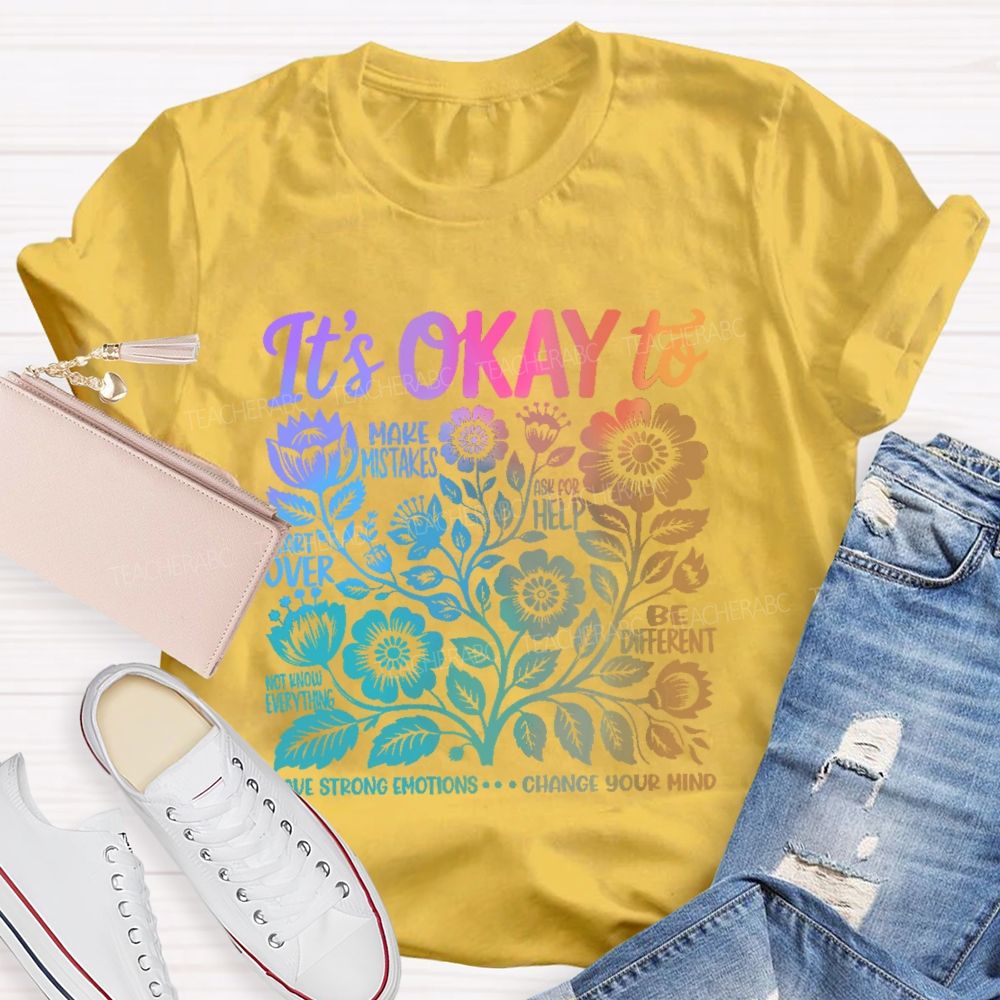 It's Okay To Make Mistakes Colorful Letters Graphics  Teacher T-shirt