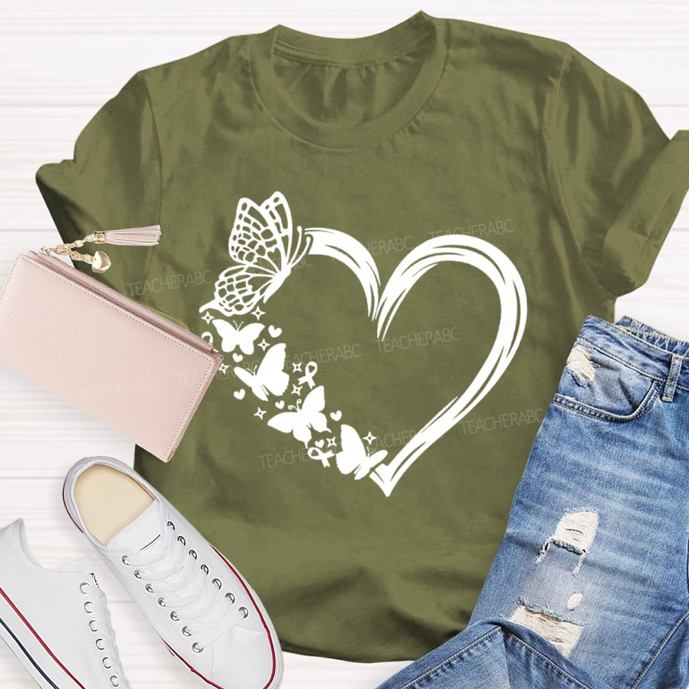 Heart With Butterfly Mental Health Matters Teacher T-Shirt