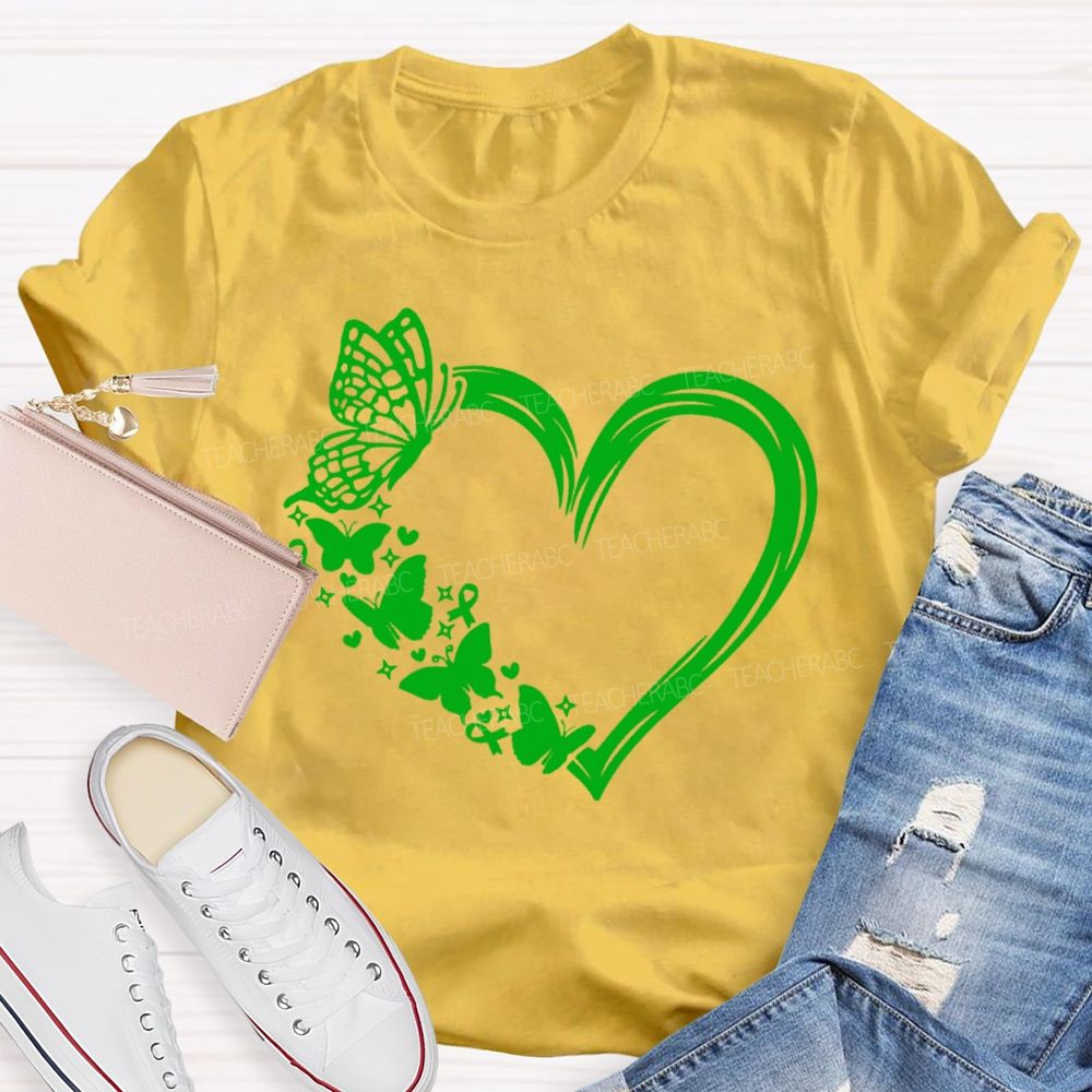 Heart With Butterfly Mental Health Matters Teacher T-Shirt