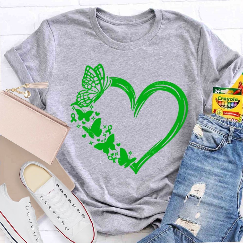 Heart With Butterfly Mental Health Matters Teacher T-Shirt