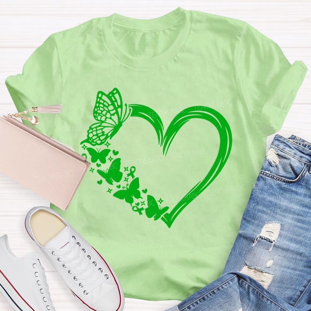 Heart With Butterfly Mental Health Matters Teacher T-Shirt