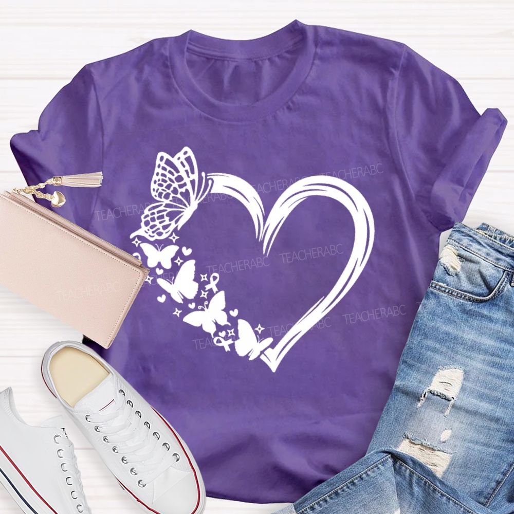 Heart With Butterfly Mental Health Matters Teacher T-Shirt