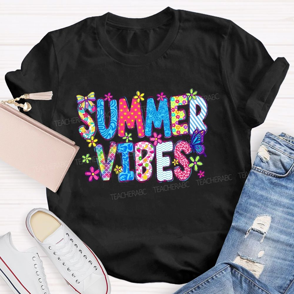 Summer Vibes  Graphics  Teacher T-shirt